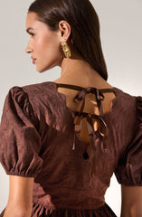Arely Scalloped V-Neck Peplum Top