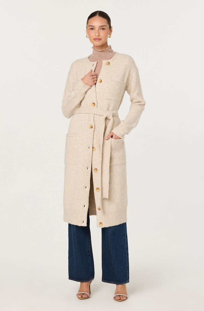 Meris Belted Longline Cardigan