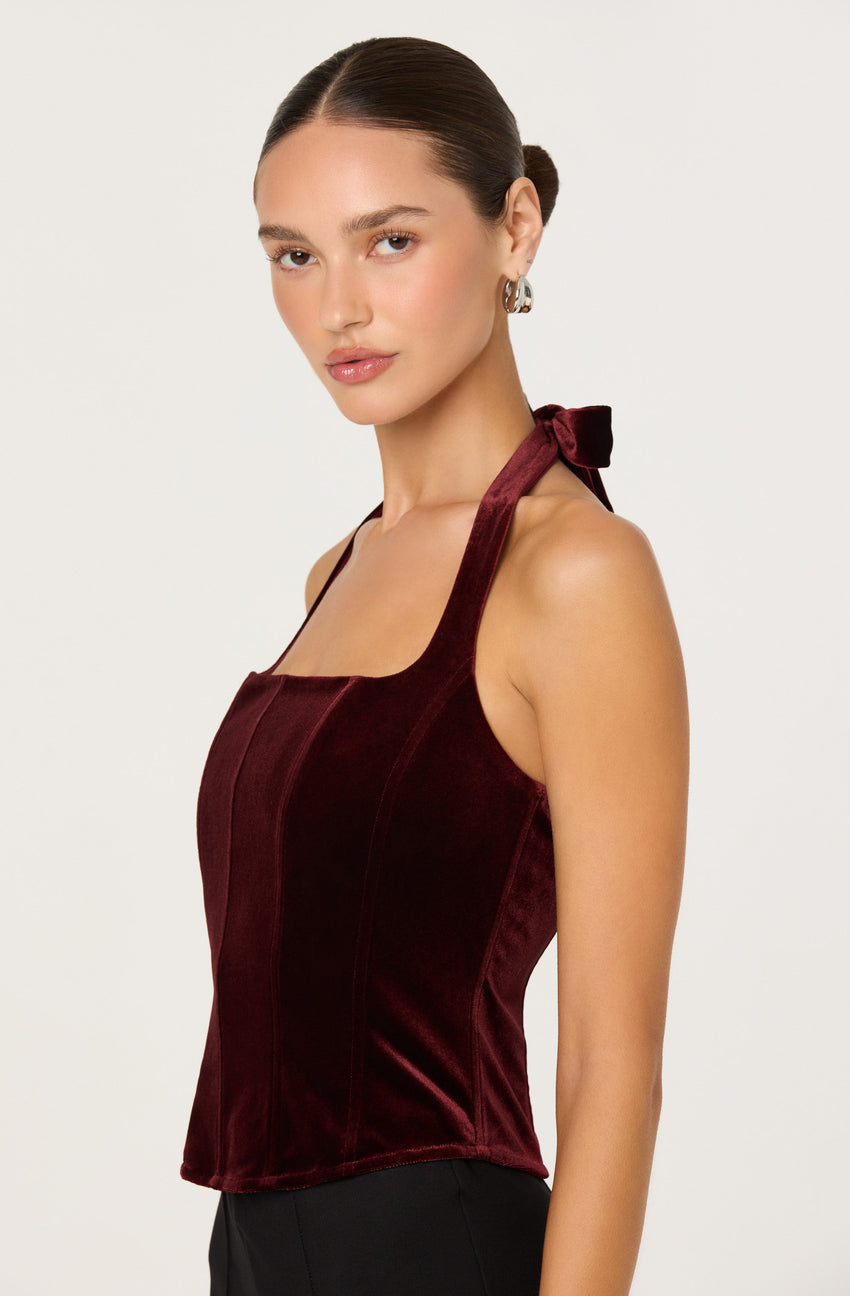 Jacy Velvet Corset Halter Top