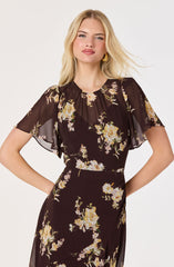 Aila Chiffon Flutter Sleeve Maxi Dress