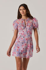 Floral Puff Sleeve Mini Dress