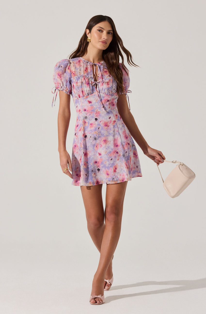 Floral Puff Sleeve Mini Dress