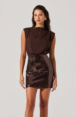 Sequin Mixed Media Mini Dress