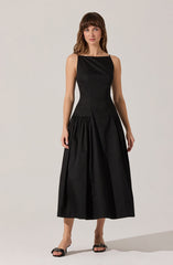 High Square Neck Midi Dress