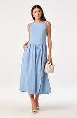 Bow Back Apron Midi Dress