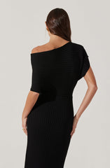 Off Shoulder Ribbed Sweater Dress
