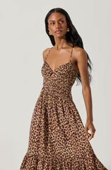 Eleni Leopard Print Midi Dress