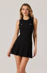 Sleeveless Pleated Skirt Mini Dress