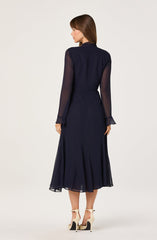 Tie Neck Midi Dress