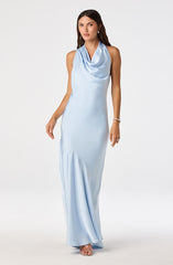 Varya Satin Cowl Neck Maxi Dress