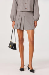 Pleated Wrap Mini Skirt