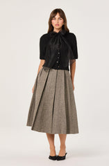 Wide Pleat Midi Skirt
