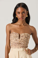 Dahlea Linen Strapless Leopard Top
