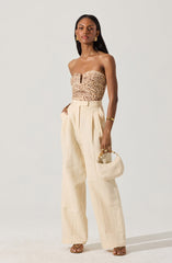Dahlea Linen Strapless Leopard Top