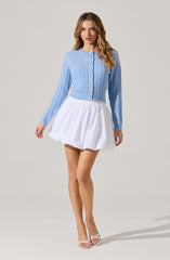 Pearl Button Cable Knit Cardigan