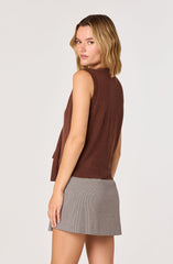 Sleeveless Layered Scarf Sweater