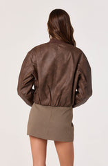 Faux Leather Bomber Jacket