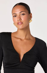 V-Neck Long Sleeve Ruched Top