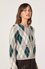 Argyle Long Sleeve Cardigan