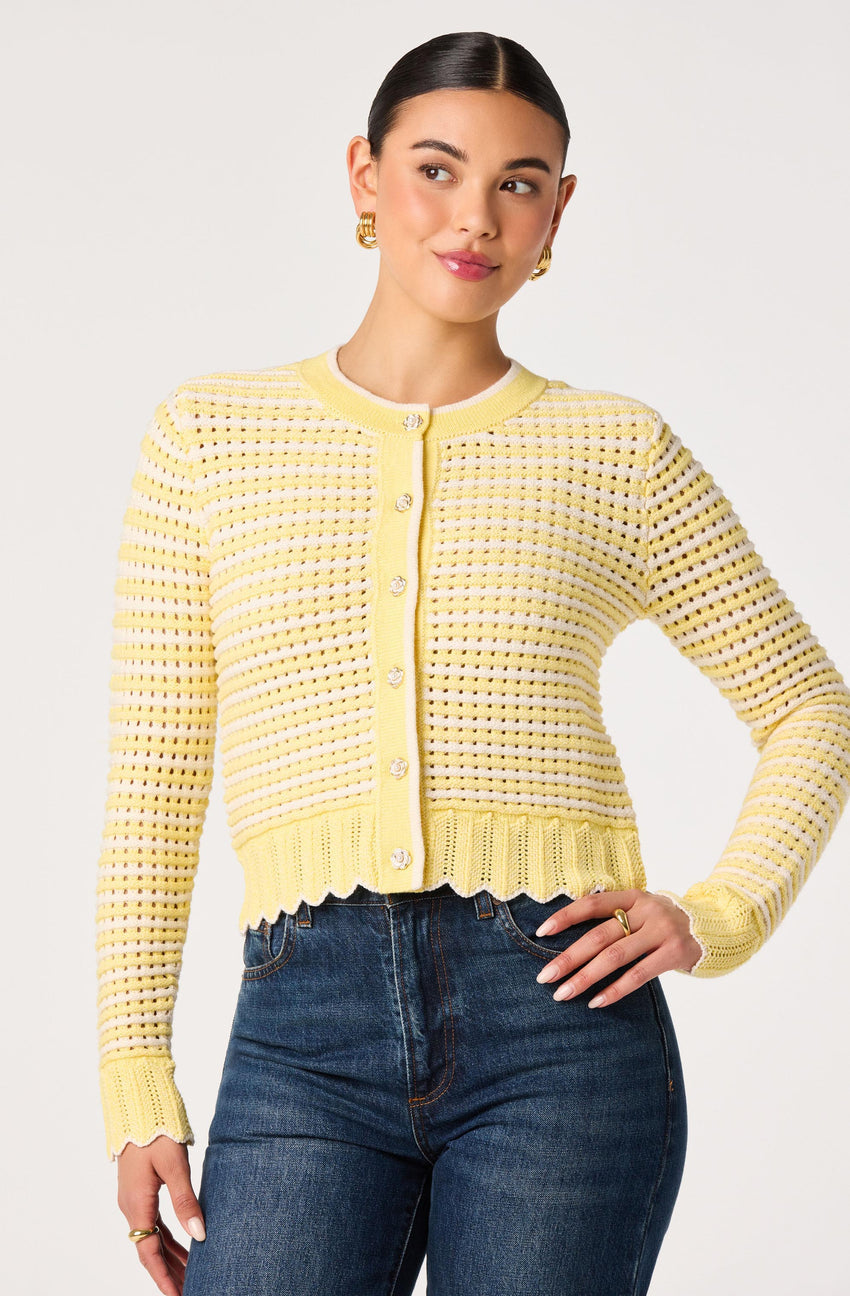 Karly Striped Open Knit Cardigan