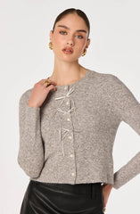 Ribbed Bow Adorned Cardigan