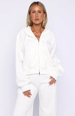 The Bride Boxy Zip Front Hoodie White